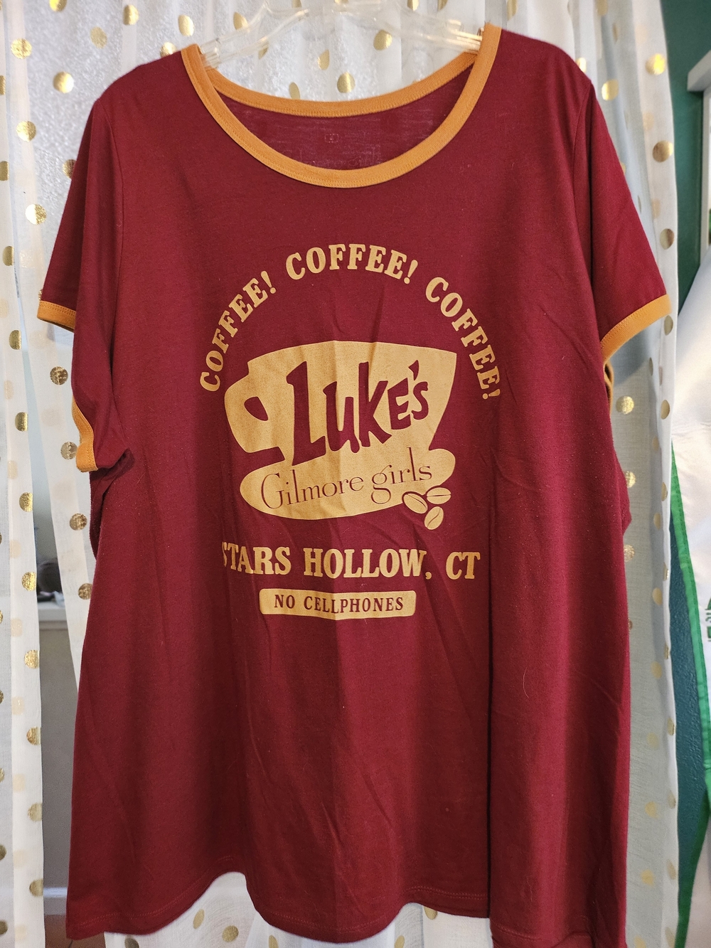 Luke's Gilmore Girls Graphic Tee - Burgundy with Gold Trim